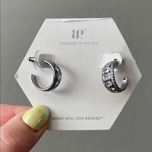 Bomb Party The Vibe Hoop Hematite Plating Diamond Cubic Zirconia